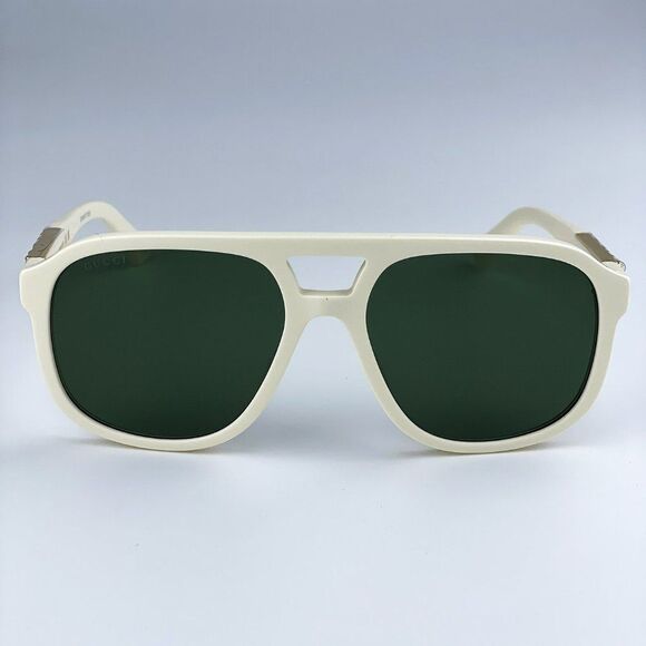 NEW Gucci GG1188S 005 Ivory White Green Pilot Unisex Logo Sunglasses main image 8